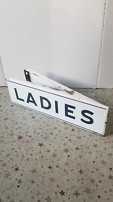 Vintage Mobil Gas Station Ladies Rest Room Sign Double Sided Porcelain EX. Htf ! • $212.95