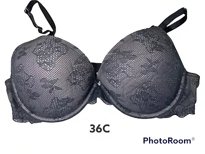 Victoria Secret Biofit Demi Uplift Bra Size 36 C Gray Lace • $13.50