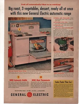 General Electric Automatic Range 1956 Vintage Print Ad 8inx11in • $4.95