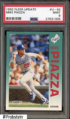 1992 Fleer Update #U-92 Mike Piazza Los Angeles Dodgers RC Rookie PSA 9 MINT • $15.27