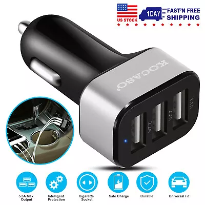 3 Port USB Fast Quick Car Charger 5.5A For IPhone XR XS Max Galaxy Note9 S9 LG • $11.59