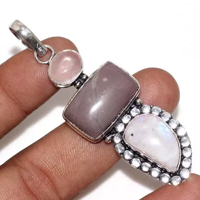 925 Silver Plated-Mookaite Rainbow Moonstone Ethnic Long Pendant Jewelry 2.6  GW • $3.96