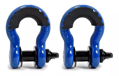 2x Bow Shackle 3/4  BLUE D-Ring 10500 Lbs BLACK Pin & No Noise Vibration Reducer • $33.99