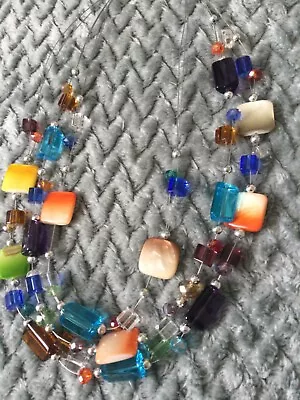 Beaded Multicoloured Layered Necklace From Italy • £4.99