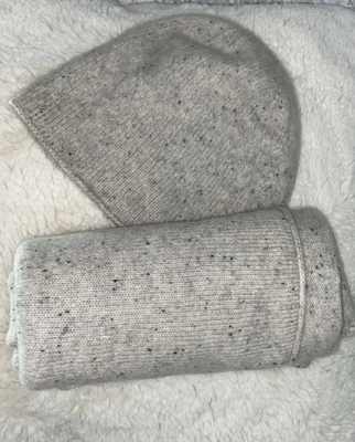 £42 • Buy 100% Pure Cashmere COS  Scarf/ Shawl  & Beanie Hat Set Light Grey