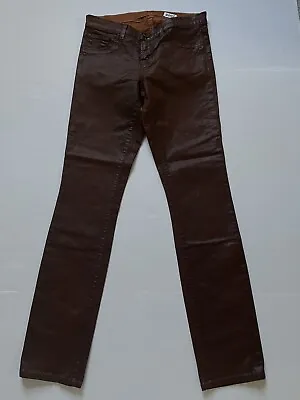J Brand Pencil Leg Jeans Womens 27 Turbulent Clay Brown Coated Luxe Twill #912K • $20.99