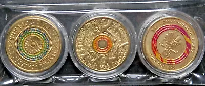 3 X Colorized Unc Two Dollar Coins In Capsule     A2 • $9.99