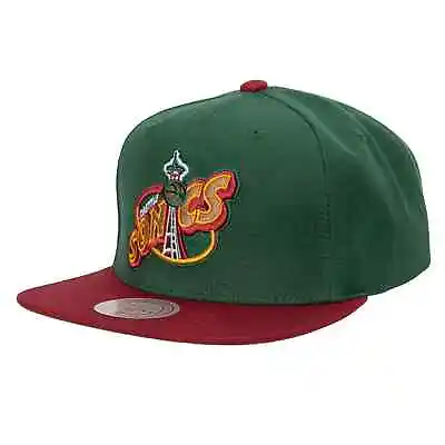 Mitchell & Ness Green/Red NBA Seattle Supersonics Team 2 Tone 2.0 HWC Snapback • $33.55