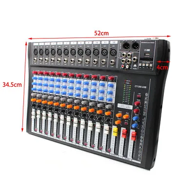 12 Channel Audio Mixer Bluetooth USB DJ Sound Mixing Console Amplifier Studio • $115