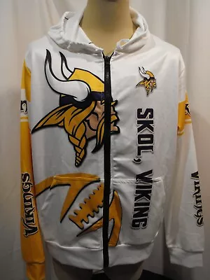 Minnesota Vikings White Full Zip Tracksuit Hoodie SKOL Men's Large - NWOT • $19.95