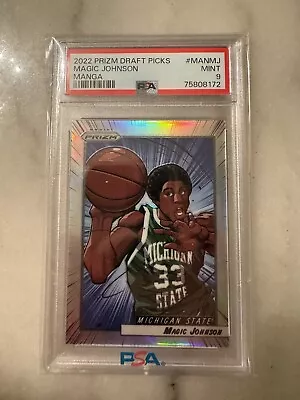 MAGIC JOHNSON 2022 PANINI PRIZM DRAFT PICKS MANGA PRIZM MAN-MJ PSA 9  Case Hit • $170