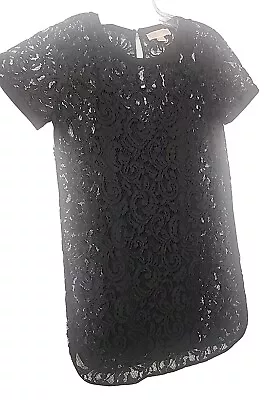 Michael Kors Size 10 Dress Black Lace Mini Lined Short Sleeve Pullover • $20