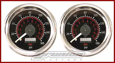 Viair (2) 160 PSI Air Pressure Gauges 2  BLACK Dual Needle Air Bag Suspension • $81.11