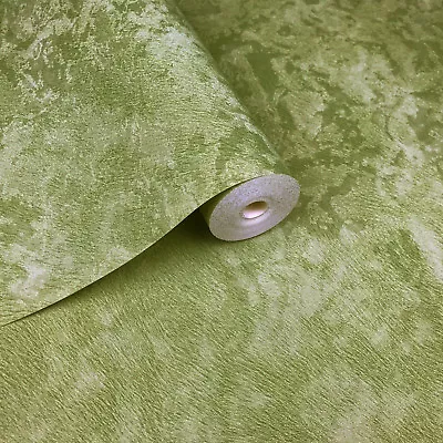 Wallpaper Green Metallic Textured Plain Modern Faux Fur Look Wall Coverings Roll • $3.82