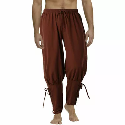 Medieval Renaissance Men's Pants Reenactment Viking Lace Up Bandage Trousers • $22.99