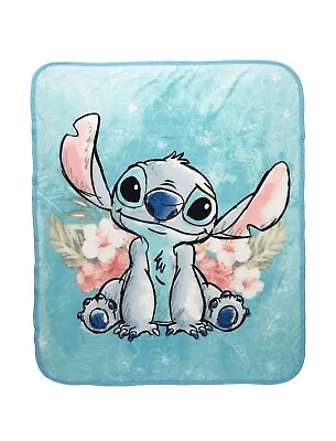 $34.75 • Buy Disney Lilo & Stitch Throw Blanket 48x60 Tropical Floral Soft Fleece