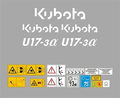 Kubota U17-3a Mini Digger Decal Set  • £31