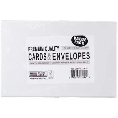 Leader A2 White Greeting Cards & Envelopes (4.375 X5.75 ) 25 Sets • £10.99
