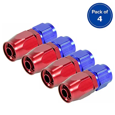 $12.25 • Buy 4Pcs AN6 -6AN Swivel Hose End Fitting Adaptor Straight Red&Blue For CPE Oil Hose