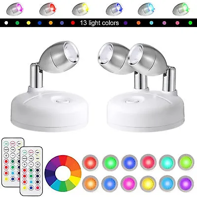 LED Wireless RGB Spotlight Battery Operated Downlight Wall Mounted Spot Light • £12.99