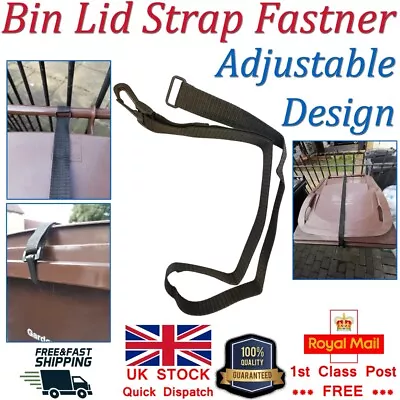 Wheelie Bin Lid Adjustable Securing Strap 120/240 Ltr Bin Wind Storm Protection • $8.51