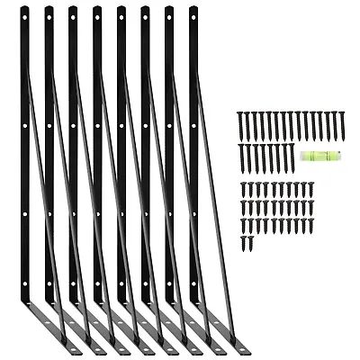 8 Pack 20  X 11.8  Shelf L Brackets Heavy Duty Shelf Bracket Black Metal Home • $36