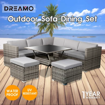 $999.95 • Buy 8 Seater Outdoor Dining Furniture Set Wicker Table Chairs Garden