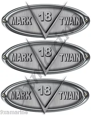3 Mark Twain Boat Company Vsonic Brushed Metal Look Oval Sticker • $19.95
