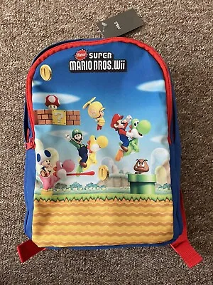 £5.99 • Buy Super Mario Bros Brothers Wii Backpack Rucksack Bag Kids Boys Girls School BNWT
