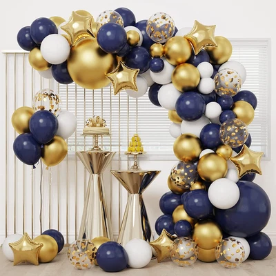 $21.48 • Buy Navy Blue Gold Balloon Garland Arch Kit, 167Pcs Royal Blue Gold White Balloons W