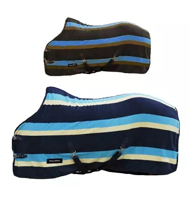  Best On Horse Cooler Rug Fleece No Neck Striped Equestrian Riding Travel Comfy • £19.99