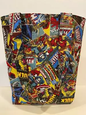 Marvel Large Tote Bag Purse 100% Cotton Fabric Handmade 14  X 14  X 4  • $19.99