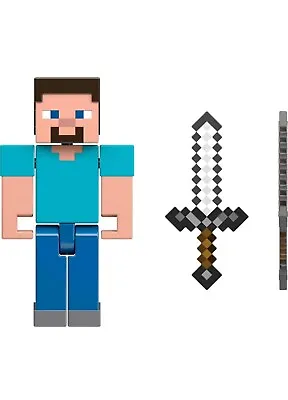 Mattel - Minecraft Build-A-Portal Action Figure - STEVE W/Iron Sword (3.25 Inch) • $16.99