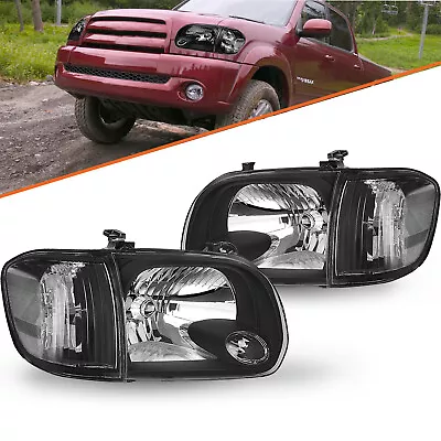 For 2005-2006 Toyota Tundra 05 06 07 Sequoia Black Headlights Assembly Lamps L+R • $89.99