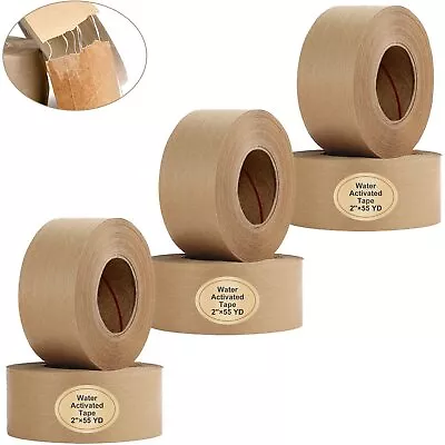 Water Activated Tape Brown Reinforced Kraft Paper Carton Sealing Gummed Tape • $45.99