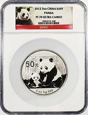 2012 5oz China S50Y Silver Panda NGC PF 70 Ultra Cameo - Certificate Included • $300