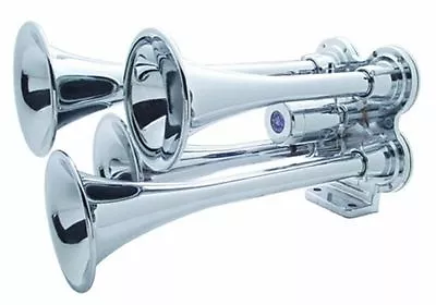 Universal 4 Trumpet Chrome Mini Train Horn For Heavy Duty Semi Trucks Super Loud • $109.99