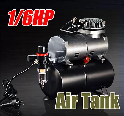 1/6HP Air Compressor With Tank For Spray Gun Air Brush Nail Art Make Up Tattoo • $129.90