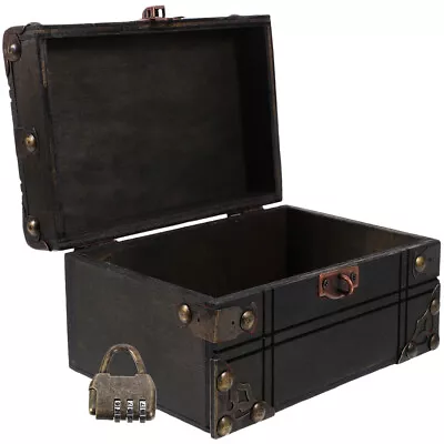Small Pirate Wood Treasure Chest Jewelry Box Vintage Keepsake Trinket Box • $33.38