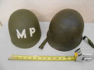 Rare Vintage Mp Vietnam Era Metal Helmet & Liner Army Military Strap  Maybe Ww2 • $89.99