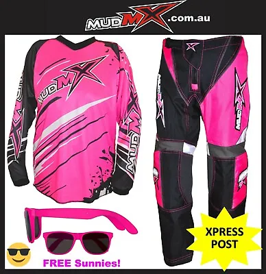 PINK MX BMX ATV MOTOCROSS OUTFIT (Pants+Jersey) Kids Youth Junior Dirt Bike Gear • $85.99