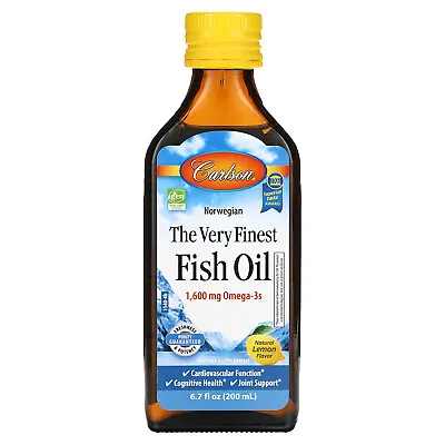 Norwegian The Very Finest Fish Oil Natural Lemon 1600 Mg 6.7 Fl Oz (200 Ml) • $23.80