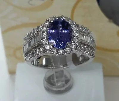 £1564.76 • Buy 18k Gold Gemstone Tanzanite Fine Ring, 9x7 Oval 1.80ct ,1.28ct G Vs2 Diamonds