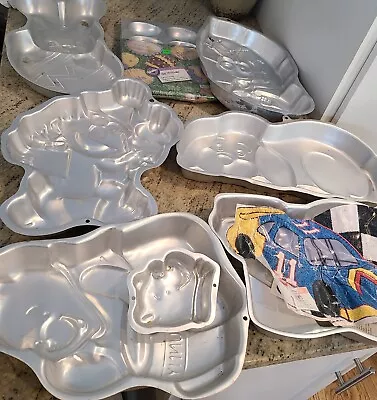 $34.99 • Buy Lot Of 7 Vintage Wilton Baking Cake Pan Molds Easter Elmo Winnie Nascar Ant Dog