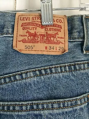 LEVI'S 505 Regular Fit Men’s Jeans 34 X 29 Straight Leg Faded Wash CLASSIC! • $19.99