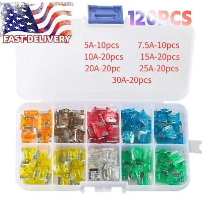 120Pcs 5A-30A Assortment Low Profile Micro Mini Blade Fuse Set Kit Car Truck • $9.49