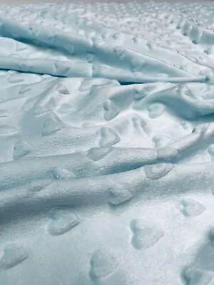 £0.99 • Buy HEART Supersoft Dimple Fleece Fabric Plush Cuddle Soft 160cm Wide SKY BLUE