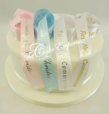  Pink/blue/white Christening/communion Cake Topper Decorating Ribbons 1m/ 2m/5m • £3.49