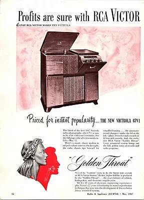 RCA Victor Golden Throat Victrola 67V1 Portable Radios RCA 2 Page! 1947 ORIG  Ad • $23.45