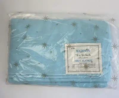 NOS Vintage 100% Acrylic Sheet Blanket Beacon Madison Baby Blue USA Twin Size • $35.42